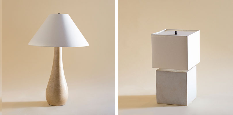 Rose Tarlow Latte and Cube Table Lamps